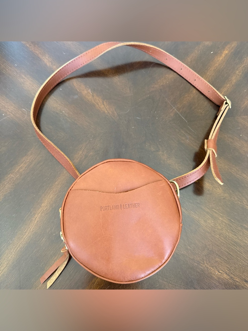 Portland Leather Small Honey Round Crossbody Bag